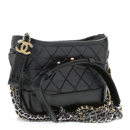 Chanel Aged Calfskin Quilted Small Gabrielle Hobo Black 3 of 18