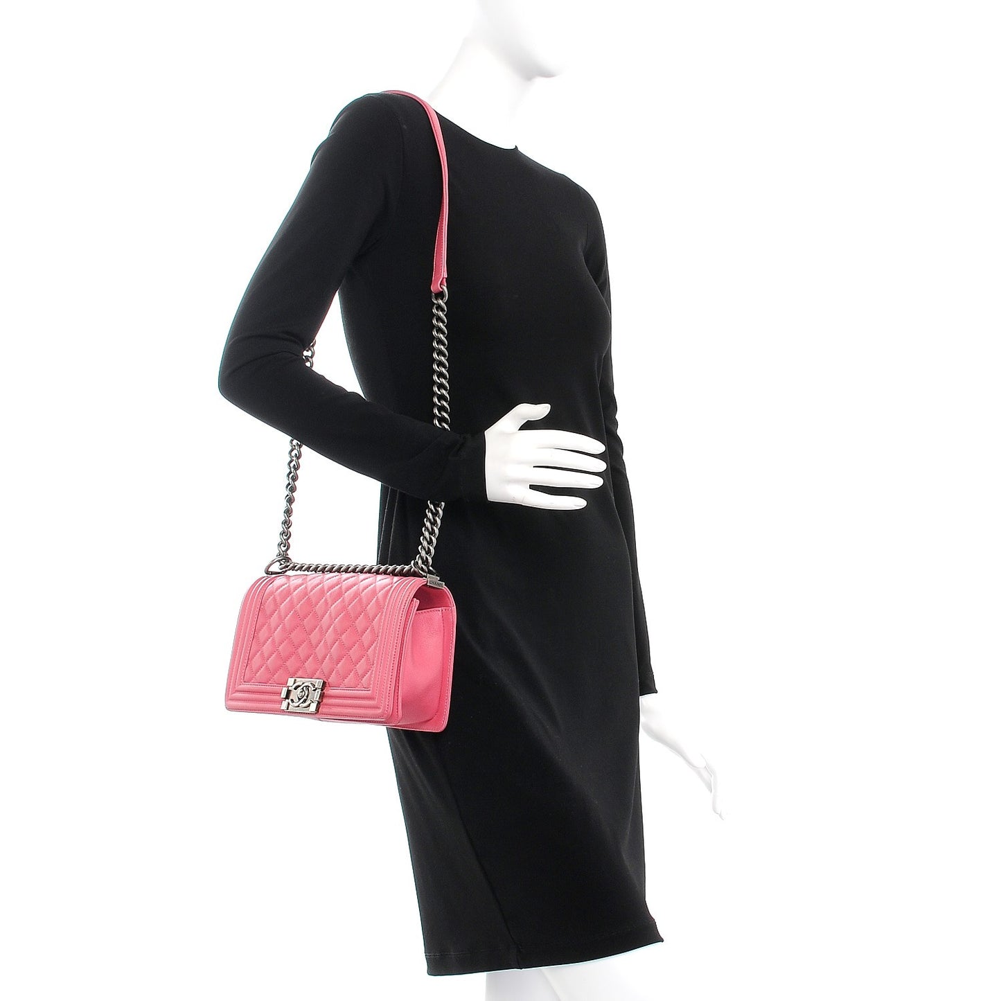 Calfskin Quilted Medium Boy Flap Pink