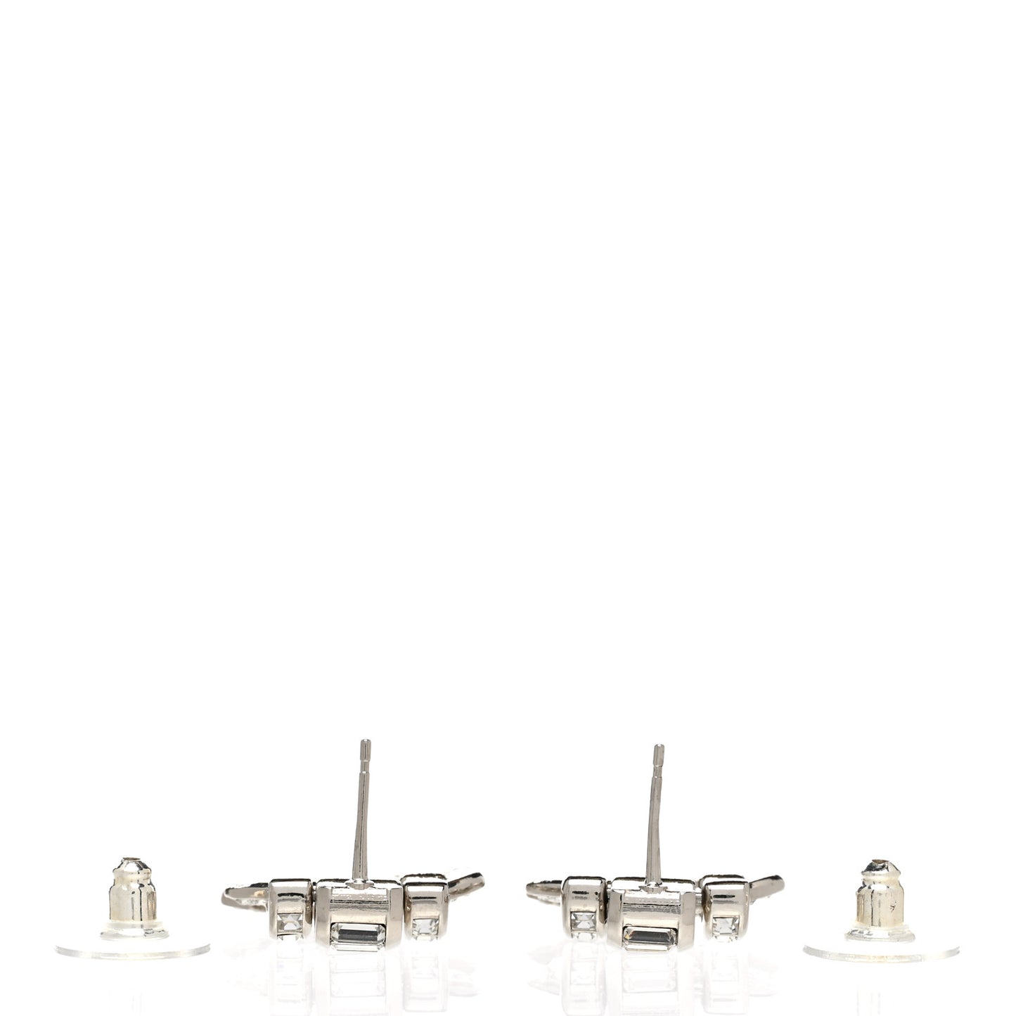 Crystal CC Drop Earrings Silver