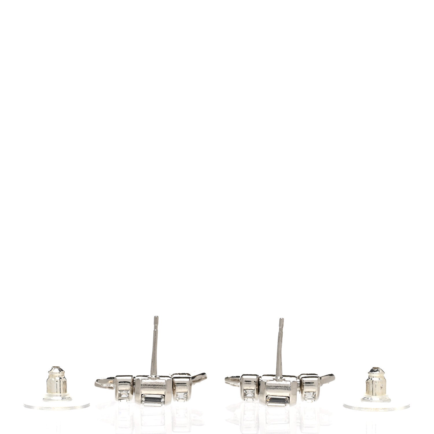 Chanel Crystal CC Drop Earrings Silver 3 of 5