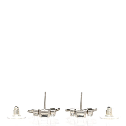 Chanel Crystal CC Drop Earrings Silver 3 of 5