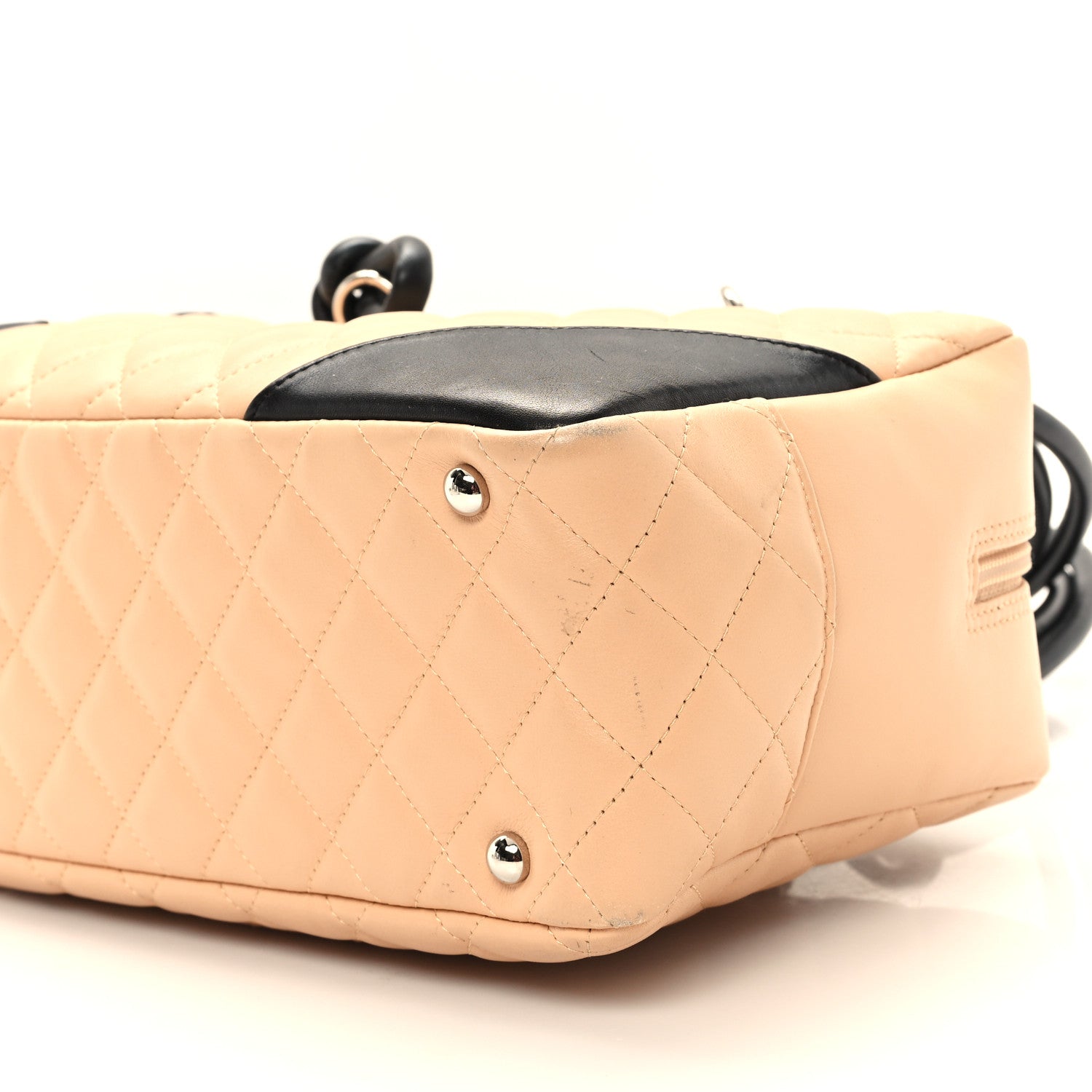 Chanel Calfskin Quilted Large Cambon Bowler Beige Black 10 of 11