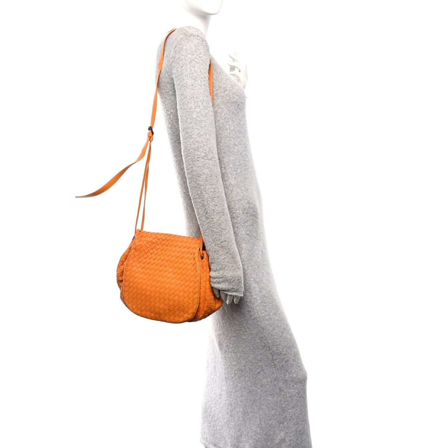 Nappa Intrecciato Drawstring Messenger Flap Orange