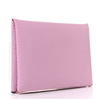 Hermes Chevre Mysore Calvi Card Case Mauve Sylvestre 3 of 9