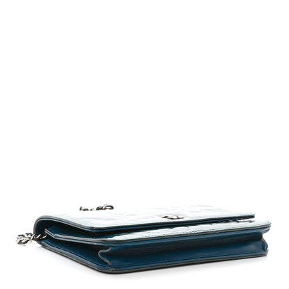 Chanel Patent Camellia Wallet on Chain WOC Royal Blue 4 of 14