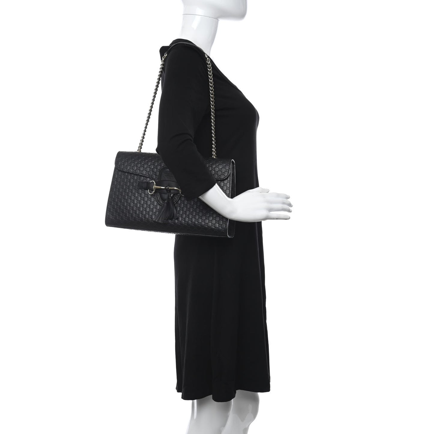 Microguccissima Medium Emily Chain Shoulder Bag Black
