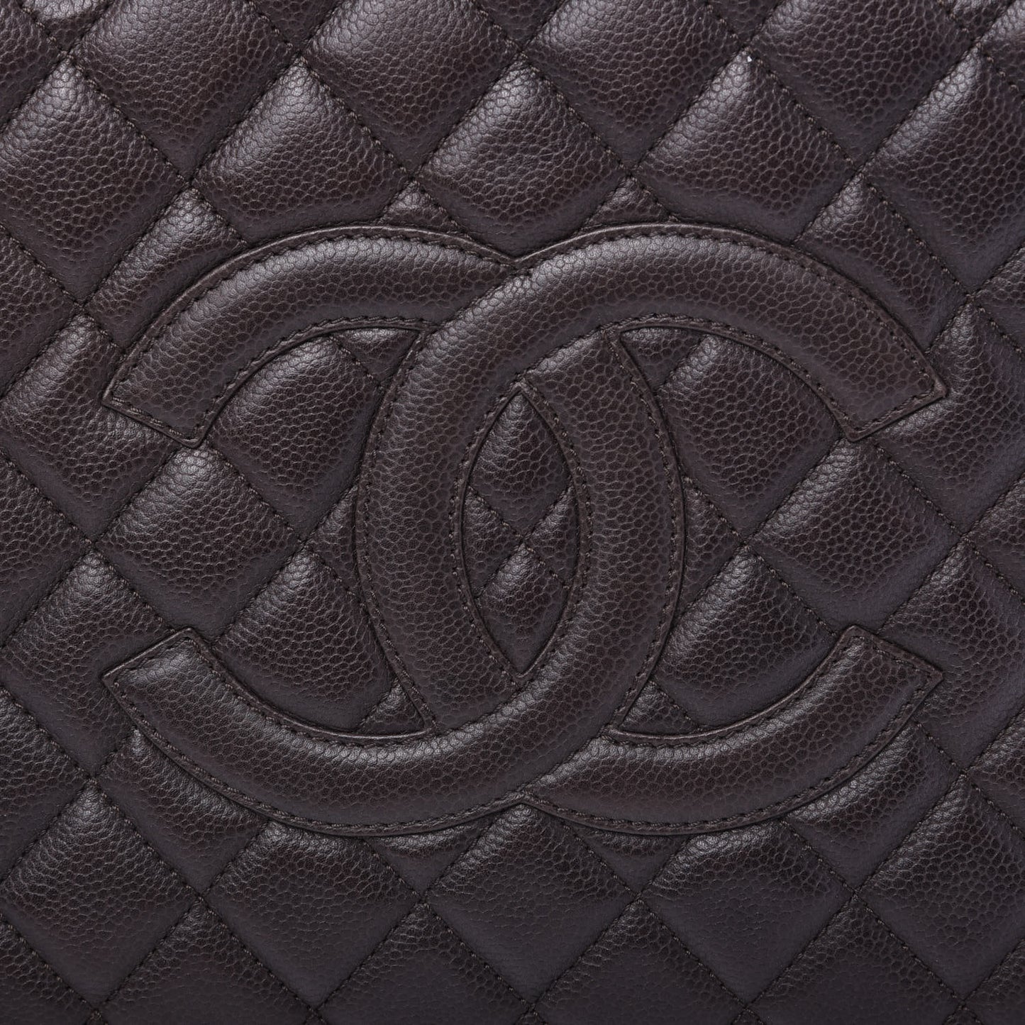 Caviar Quilted Grand Shopping Tote GST Dark Brown