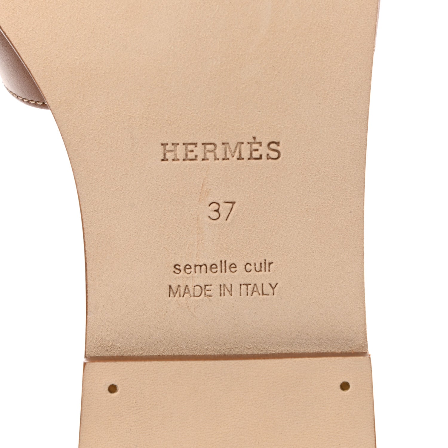 Hermes Box Calfskin Oran Sandals 37 Gold 6 of 8