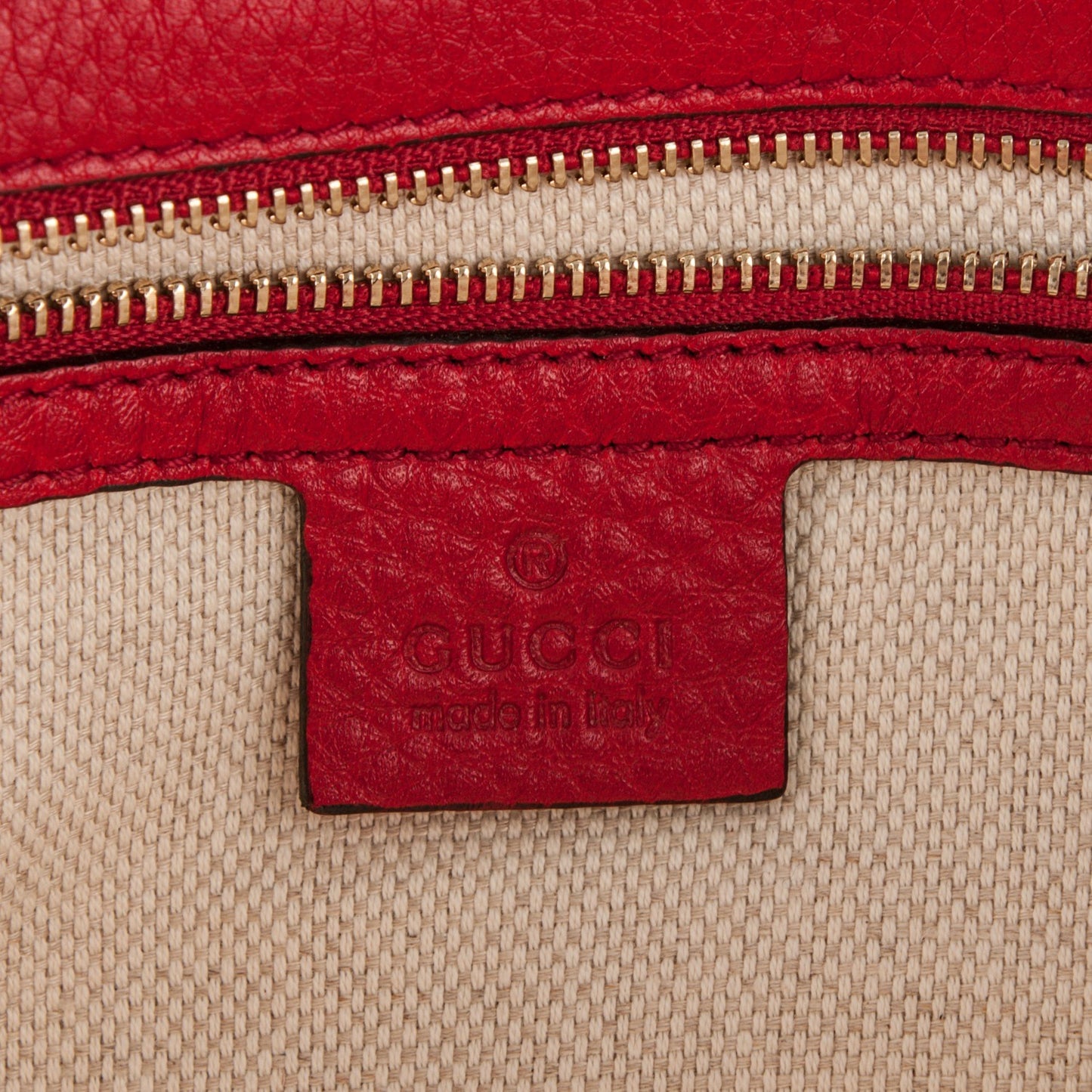 Pebbled Calfskin Medium Soho Clutch Red
