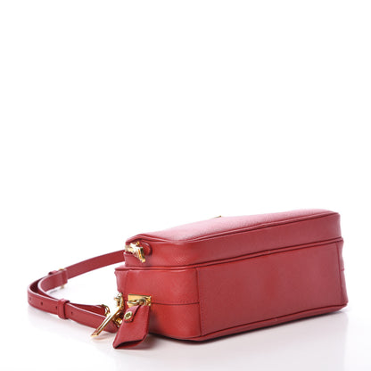 Prada Saffiano Lux Double Zip Crossbody Bag Fuoco 4 of 9