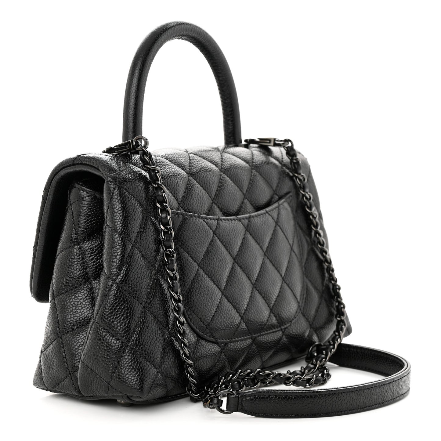 Caviar Quilted Mini Coco Handle Flap So Black