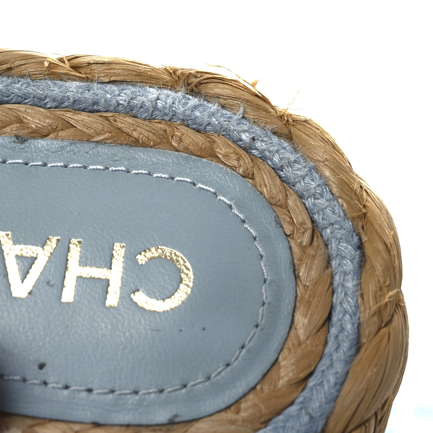 Terry Cloth Raffia CC Logo Thong Sandals 37 Blue