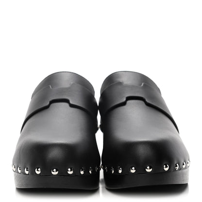 Hermes Calfskin Calya Mules 39 Black 2 of 15