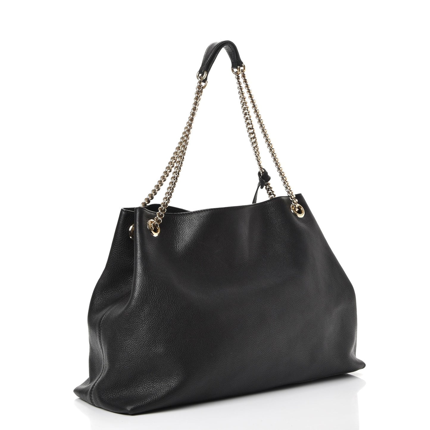 Pebbled Calfskin Large Soho Chain Shoulder Bag Black