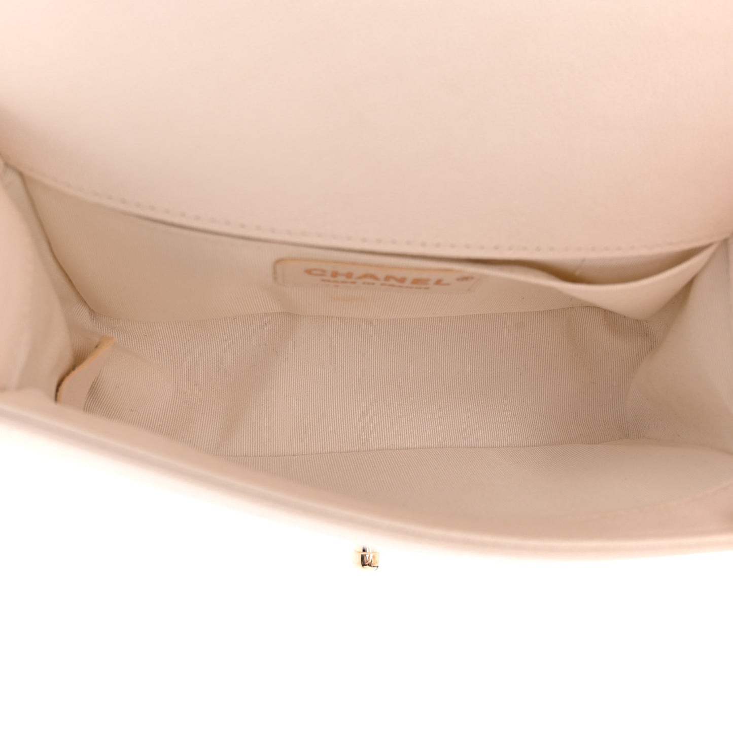 Caviar Chevron Quilted Small Boy Flap White