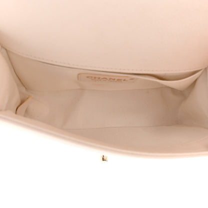 Chanel Caviar Chevron Quilted Small Boy Flap White 5 of 15