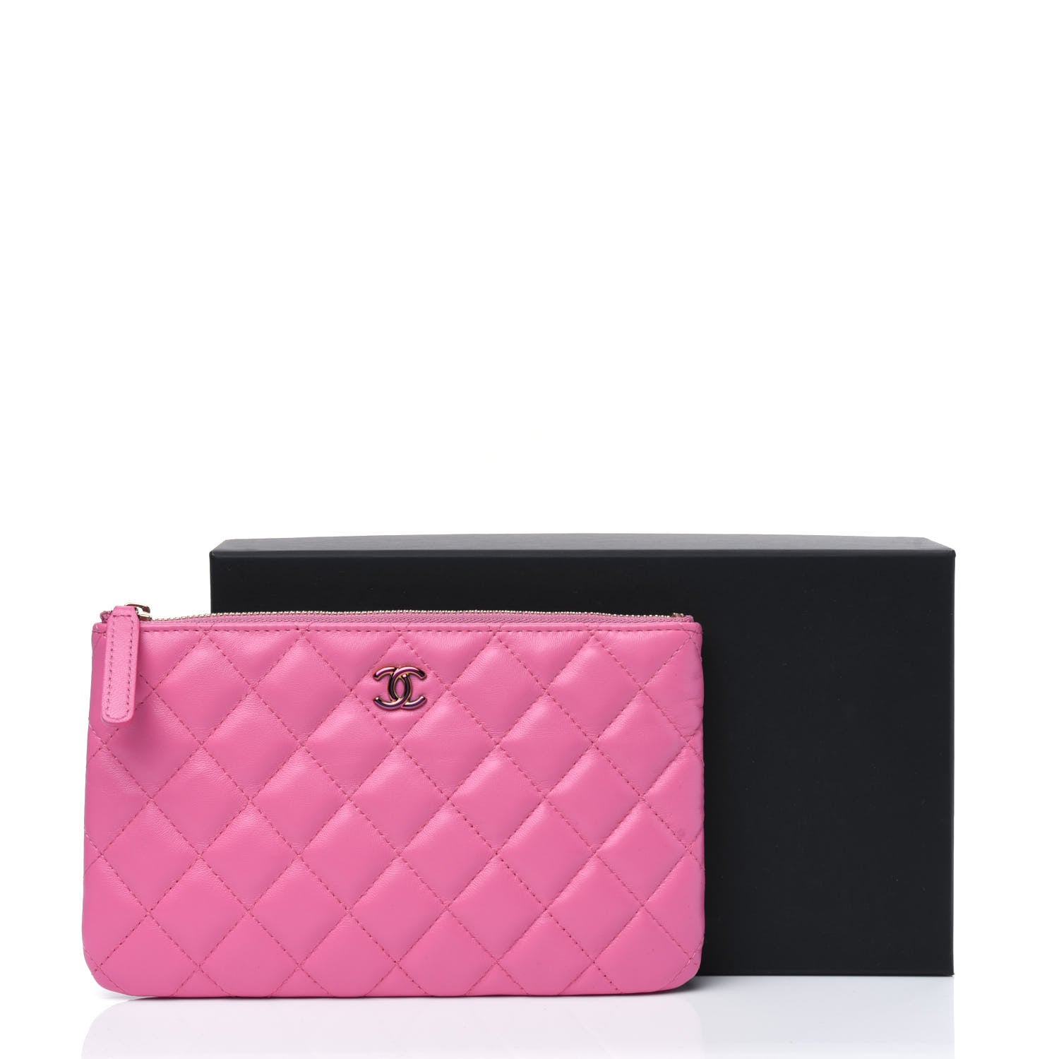 Chanel Lambskin Quilted Zipped Pouch Pink Yellow 13 of 13