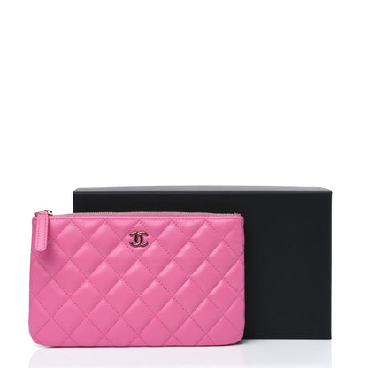Chanel Lambskin Quilted Zipped Pouch Pink Yellow 13 of 13