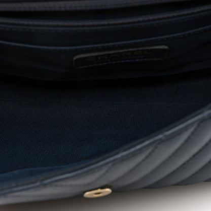 Chanel Calfskin Quilted Medium Daily Chevron Flap Navy Blue 5 of 10