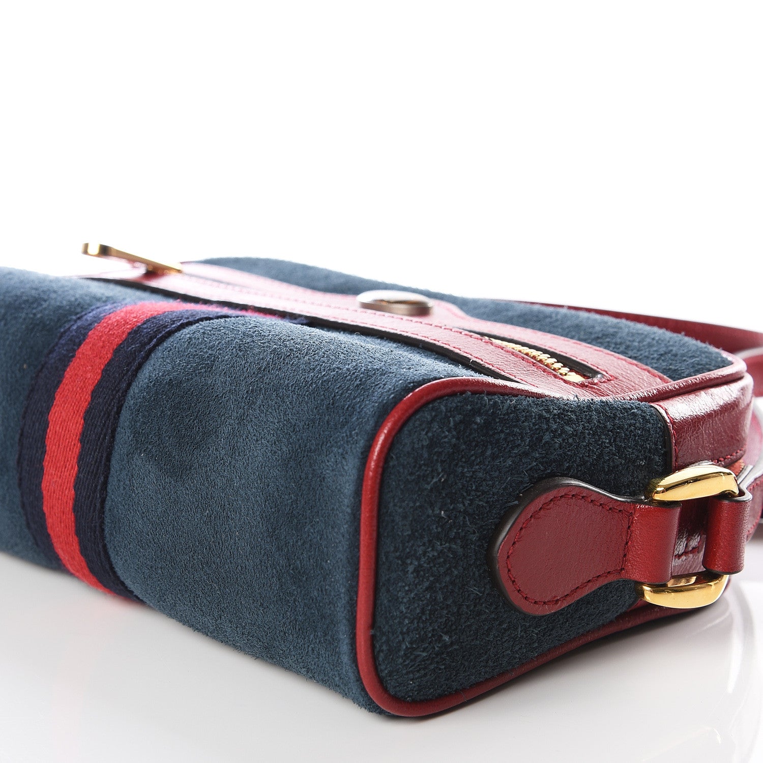 Gucci Suede Calfskin Web Mini Ophidia Shoulder Bag New Blue Romantic Cherry 7 of 12