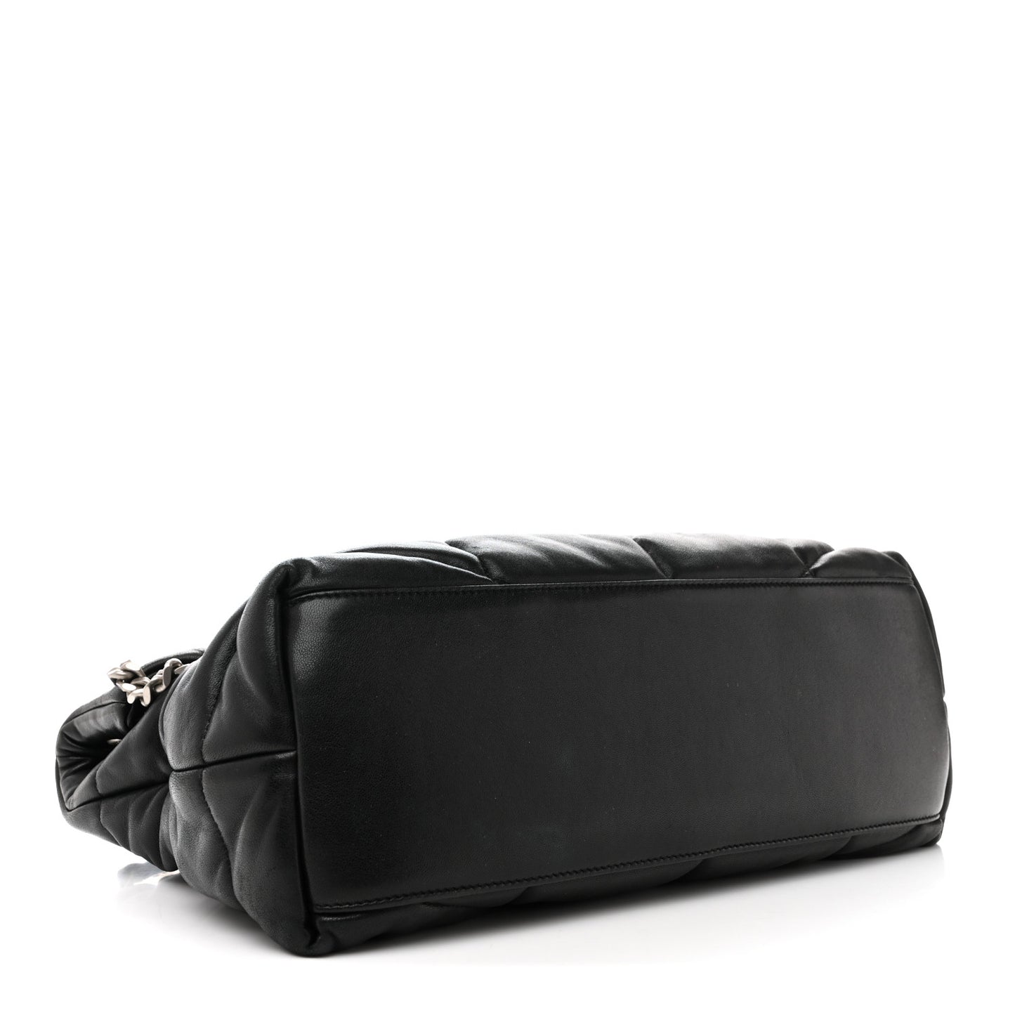 Lambskin Quilted Medium Loulou Puffer Monogram Chain Satchel Black