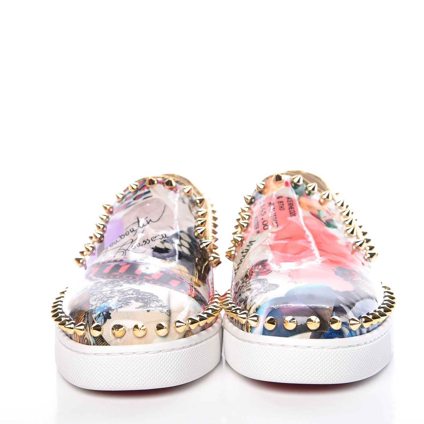 Patent Trash Studded Pik Boat Flat Loafers 34.5 Multicolor