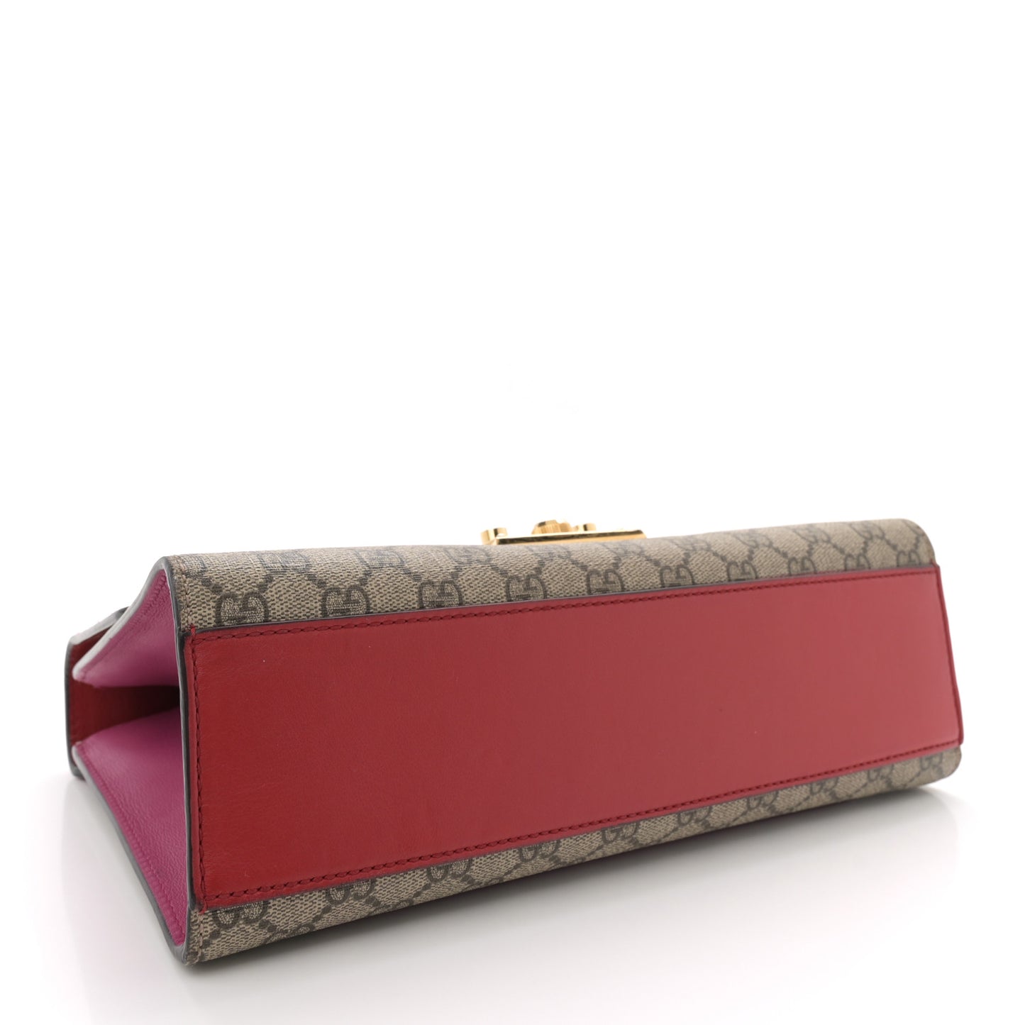 GG Supreme Monogram Calfskin Medium Padlock Shoulder Bag Beige Hibiscus Red New Rosette