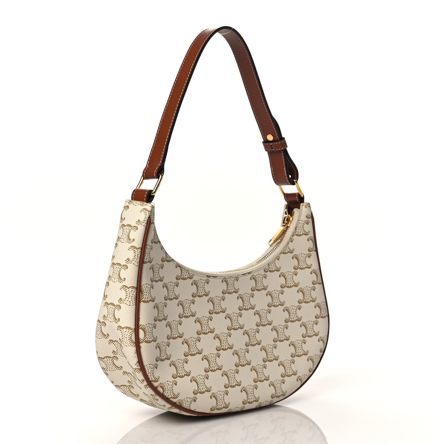 Celine Canvas Calfskin Ava Triomphe Shoulder Bag White 3 of 10
