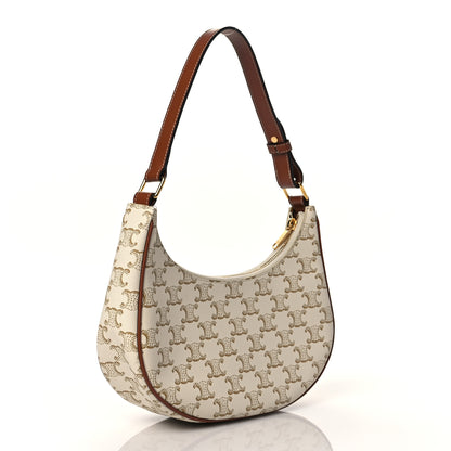 Celine Canvas Calfskin Ava Triomphe Shoulder Bag White 3 of 10