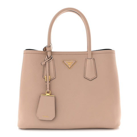 Saffiano Cuir Medium Double Bag Cammeo Black