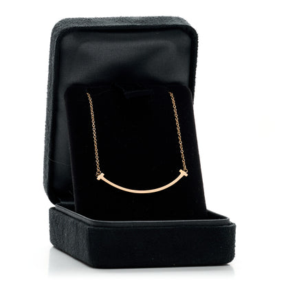 Tiffany 18K Rose Gold Small T Smile Pendant Necklace 5 of 5