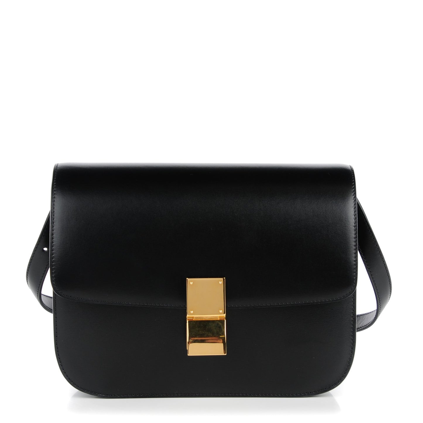 Box Calfskin Medium Classic Box Flap Bag Black
