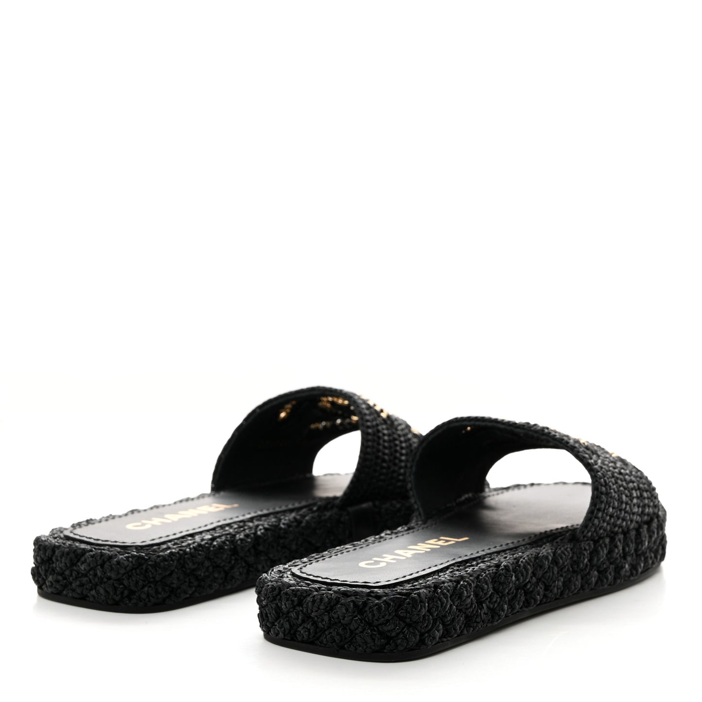 Raffia CC Espadrille Slip On Sandals 40 Black