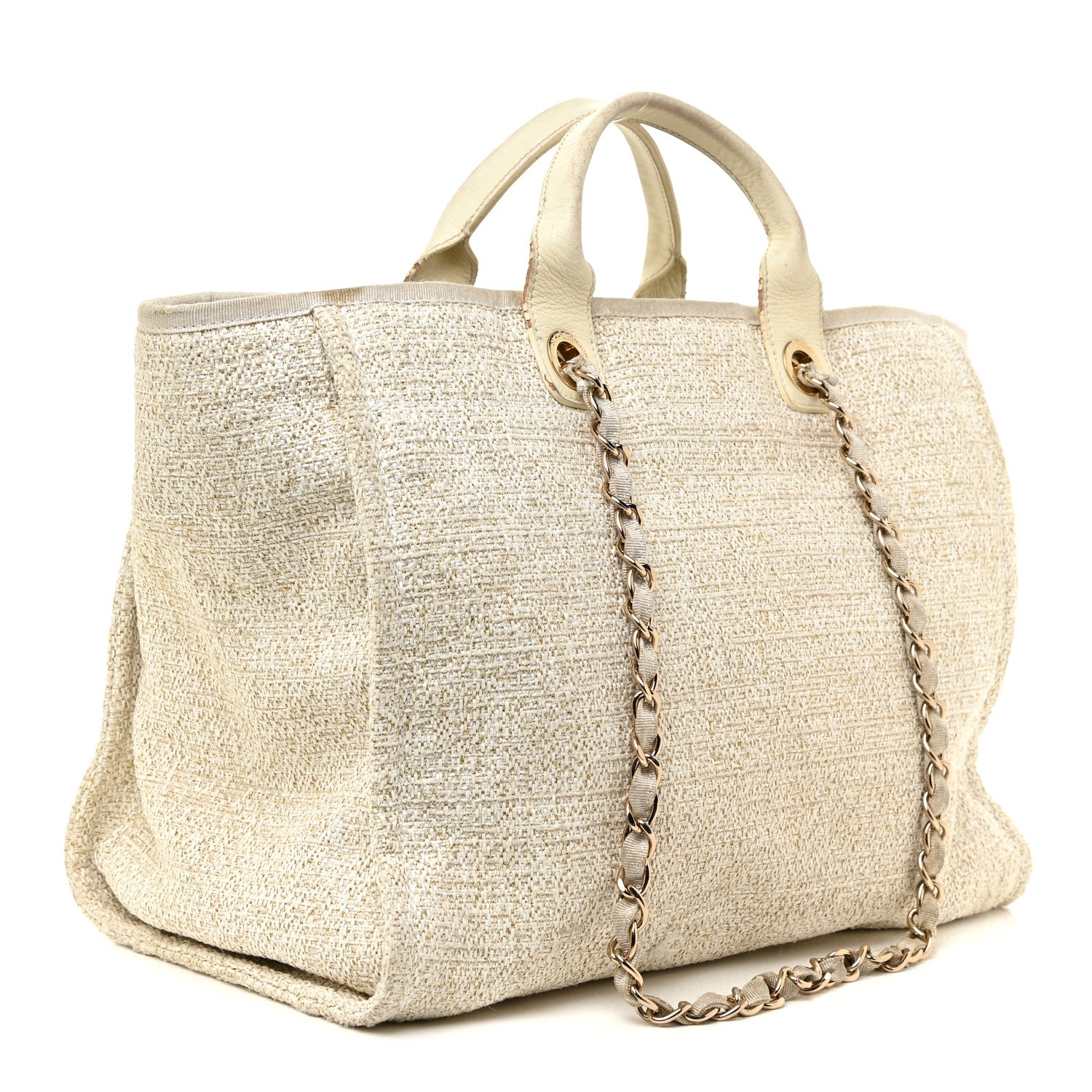 Chanel Canvas Large Deauville Tote Ivory 3 of 35