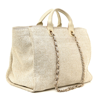 Chanel Canvas Large Deauville Tote Ivory 3 of 35