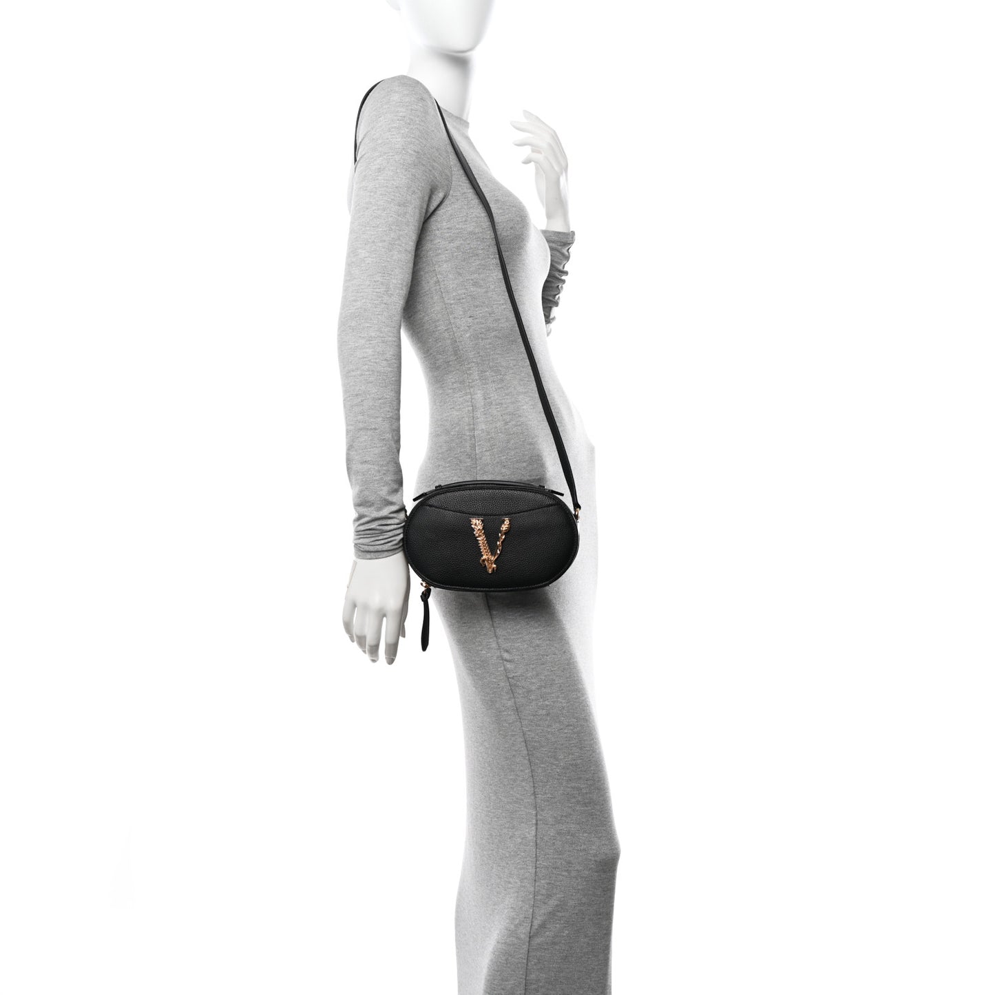 Grainy Calfskin Virtus Top Handle Camera Bag Black