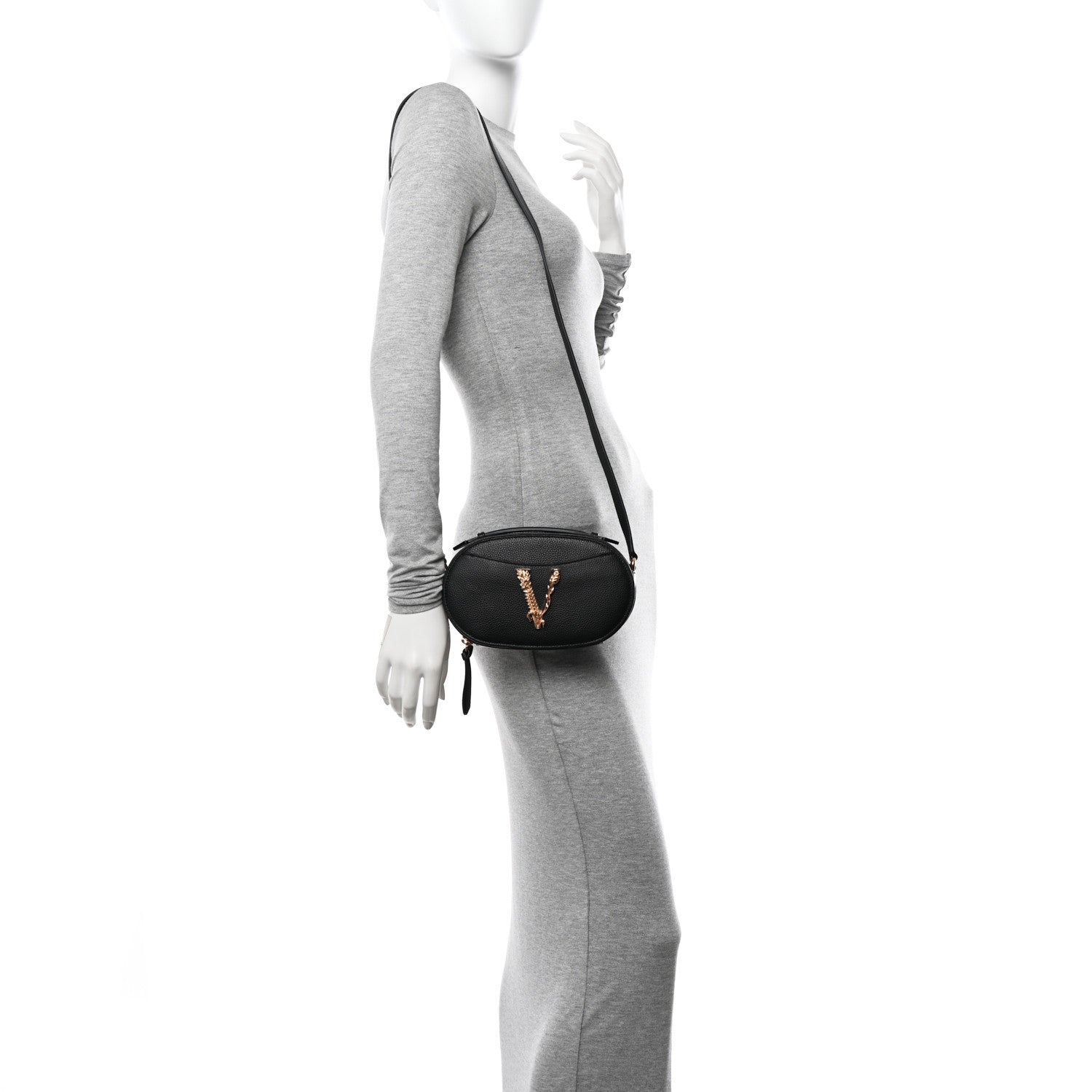 Versace Grainy Calfskin Virtus Top Handle Camera Bag Black 2 of 9