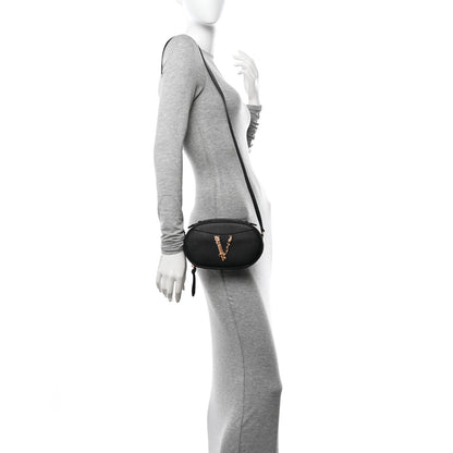 Versace Grainy Calfskin Virtus Top Handle Camera Bag Black 2 of 9