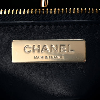 Chanel Shiny Crumpled Calfskin Quilted Mini 31 Shopping Bag Navy Blue 6 of 11