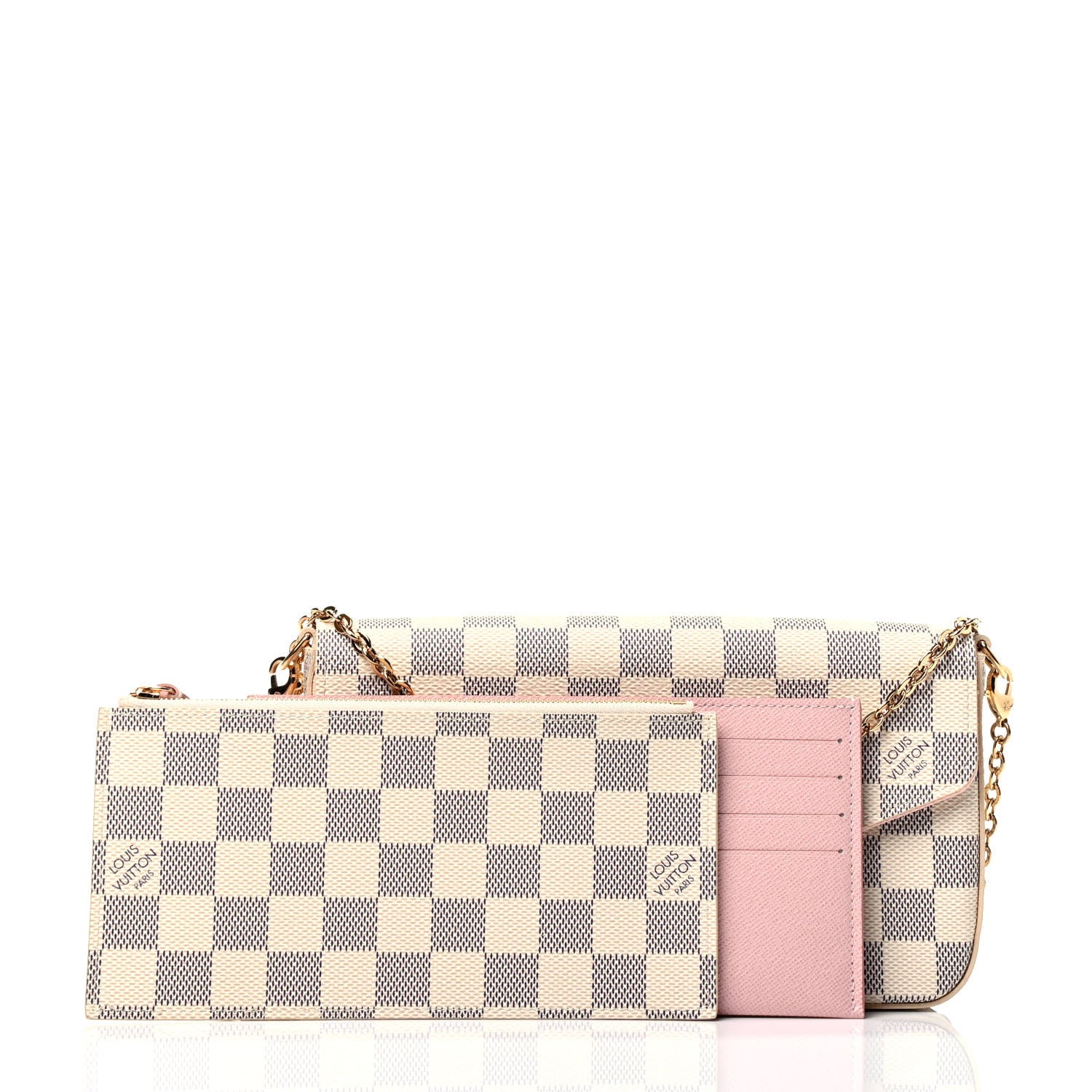Louis Vuitton Damier Azur Pochette Felicie Chain Wallet Rose Ballerine 5 of 5