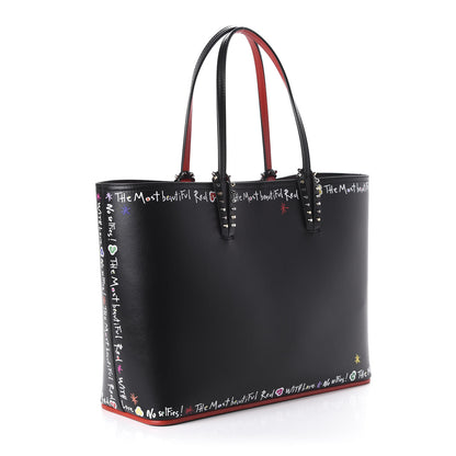Christian Louboutin Calfskin Beautiful Red East West Cabata Tote Black Multicolor 3 of 11