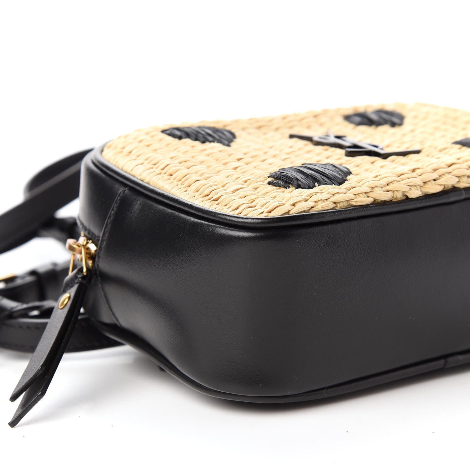 Saint Laurent Raffia Canvas Monogram Lou Heart Belt Bag Beige Black 6 of 10
