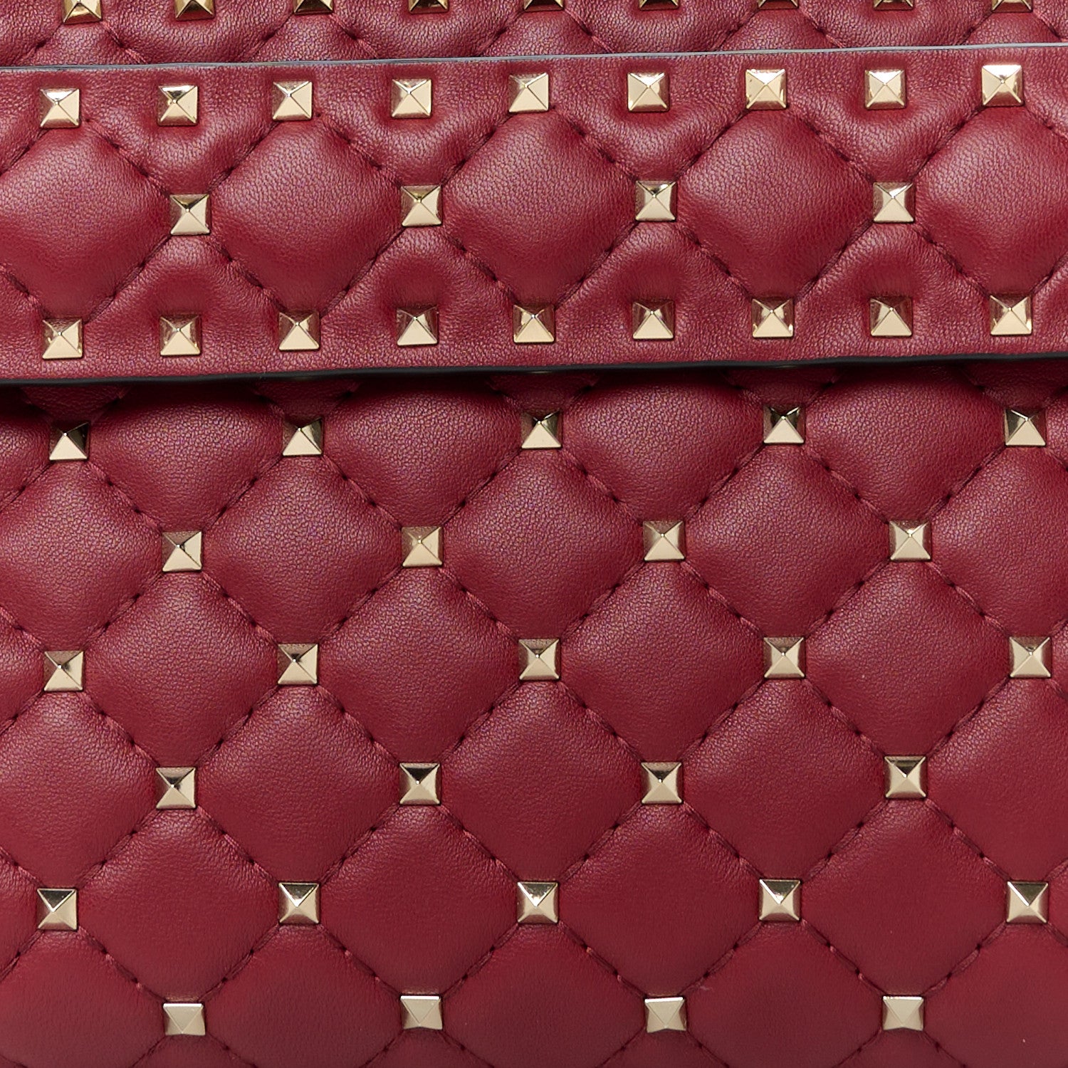 Valentino Garavani Nappa Rockstud Spike Side Slip Zip Clutch Rubino 9 of 11