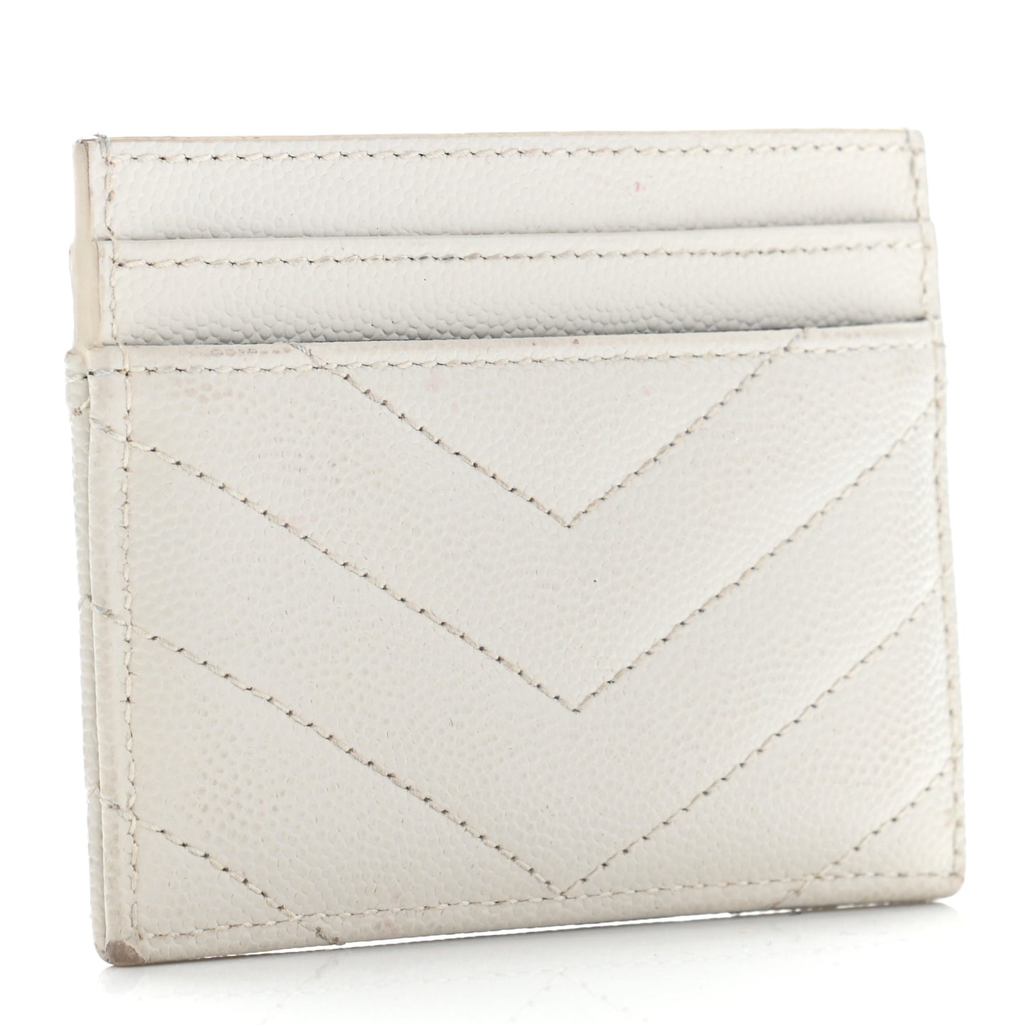 Grain De Poudre Matelasse Chevron Monogram Credit Card Case Crema Soft