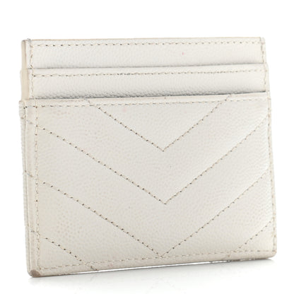 Saint Laurent Grain De Poudre Matelasse Chevron Monogram Credit Card Case Crema Soft 3 of 11