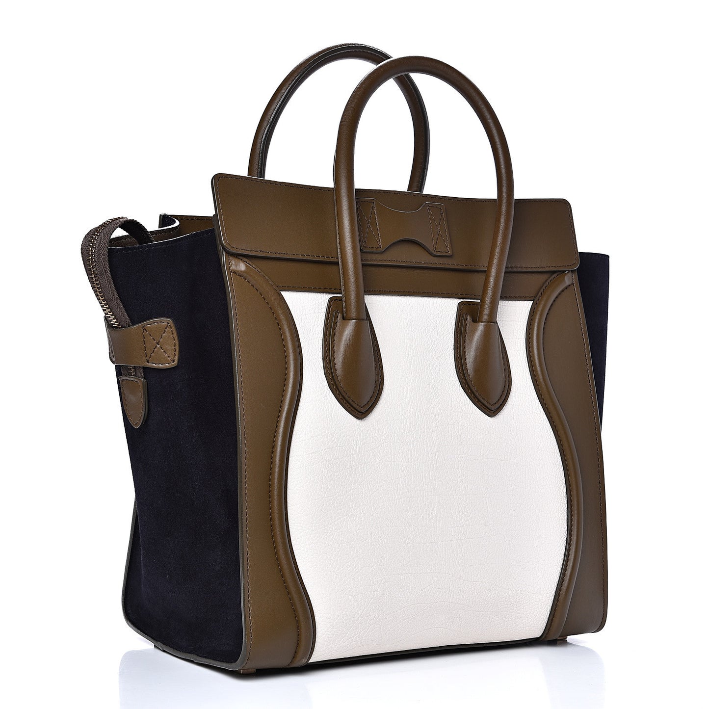 Textured Calfskin Suede Tri-color Mini Luggage Cream