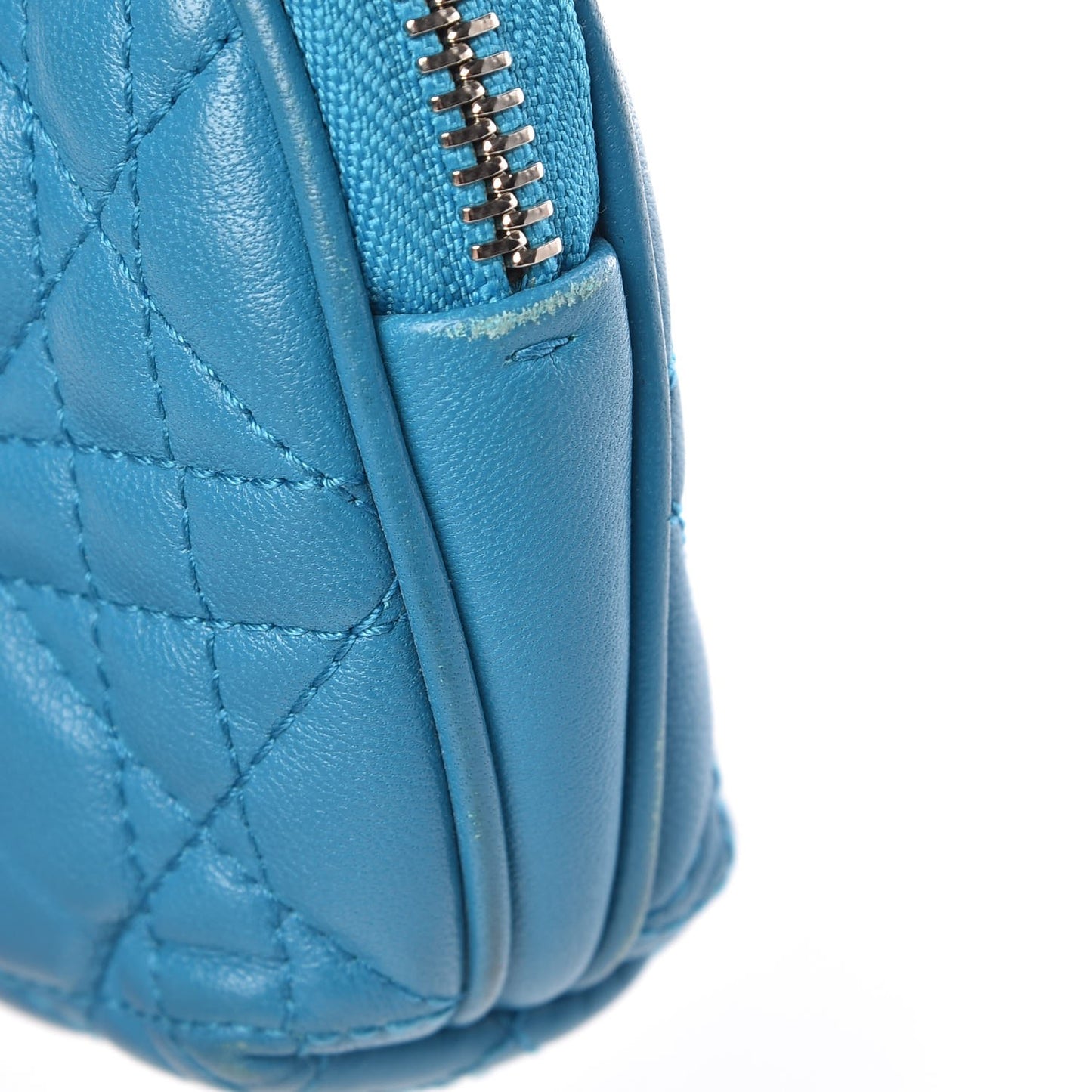 Lambskin Cannage Cosmetic Case Turquoise