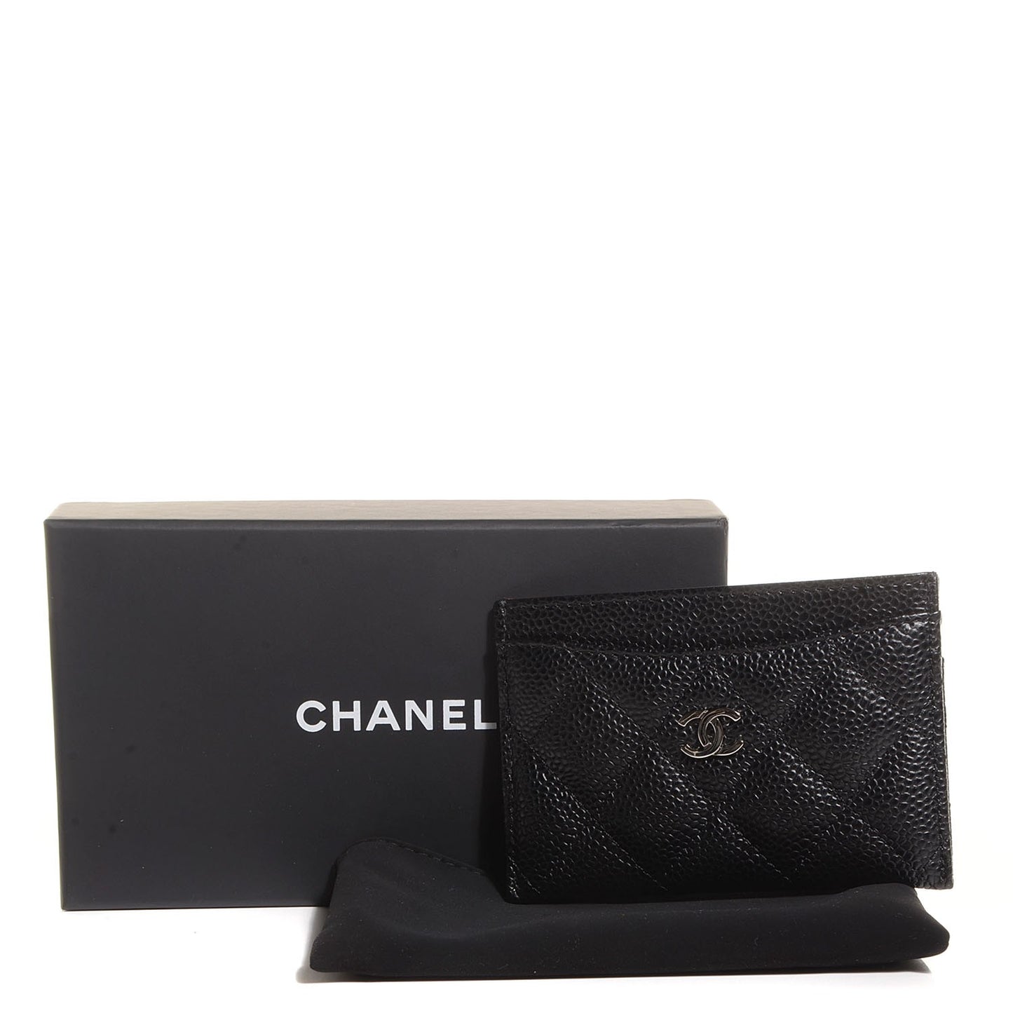 Caviar Quilted Card Holder Black