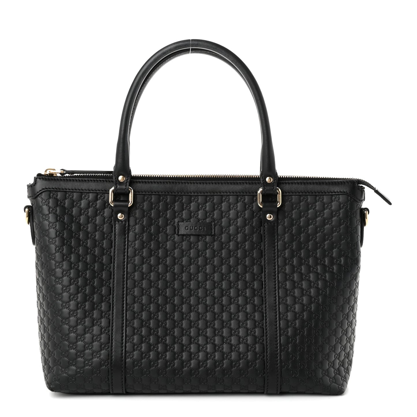Soft Microguccissima Small Zippered Satchel Black
