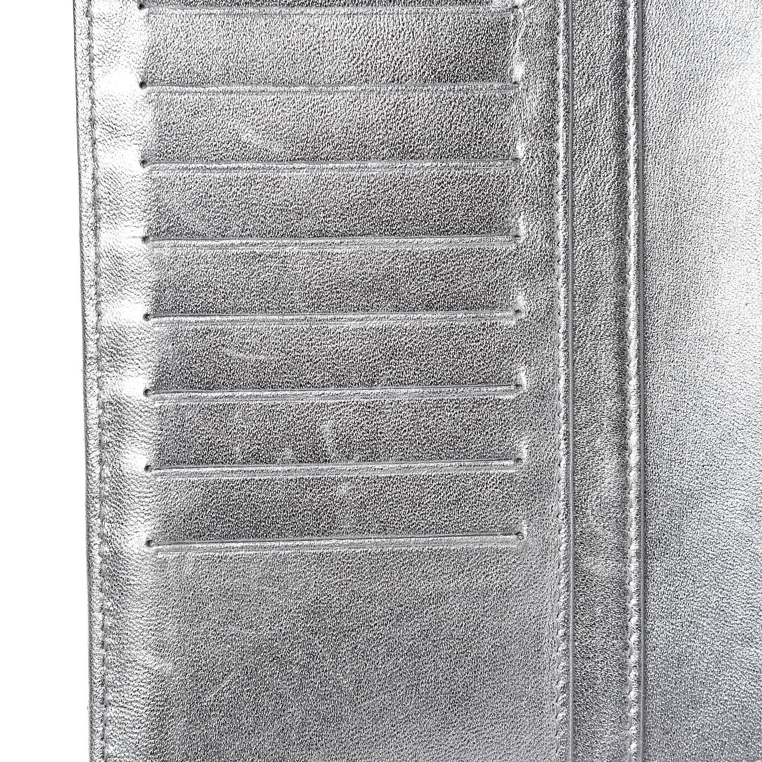 Chanel Metallic Calfskin Quilted Yen Wallet Dark Silver 12 of 13